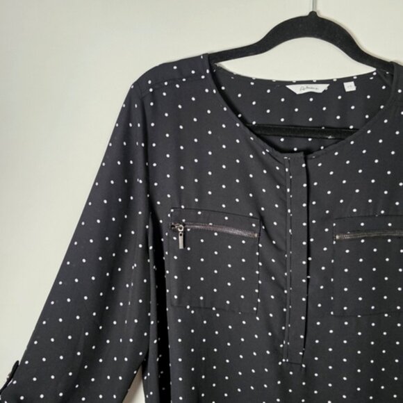 Reitmans Black Polka Dot Blouse Size Large - Picture 3 of 9